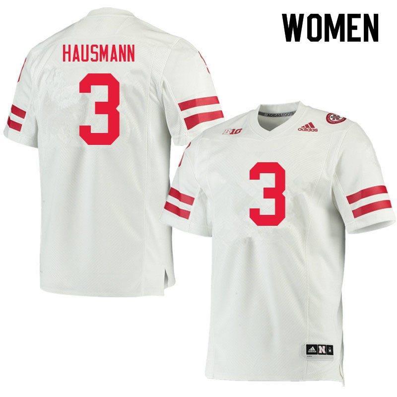 Women #3 Cooper Hausmann Nebraska Cornhuskers College Football Jerseys Sale-White - Click Image to Close